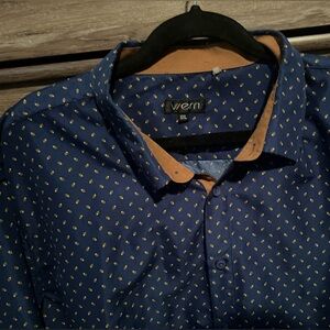 Men's Blue Shirt with Tan Accents